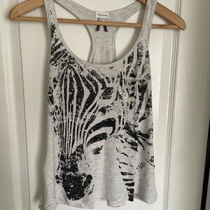 Dynamite Zebra Pattern Studded Tank Top - Black & Grey